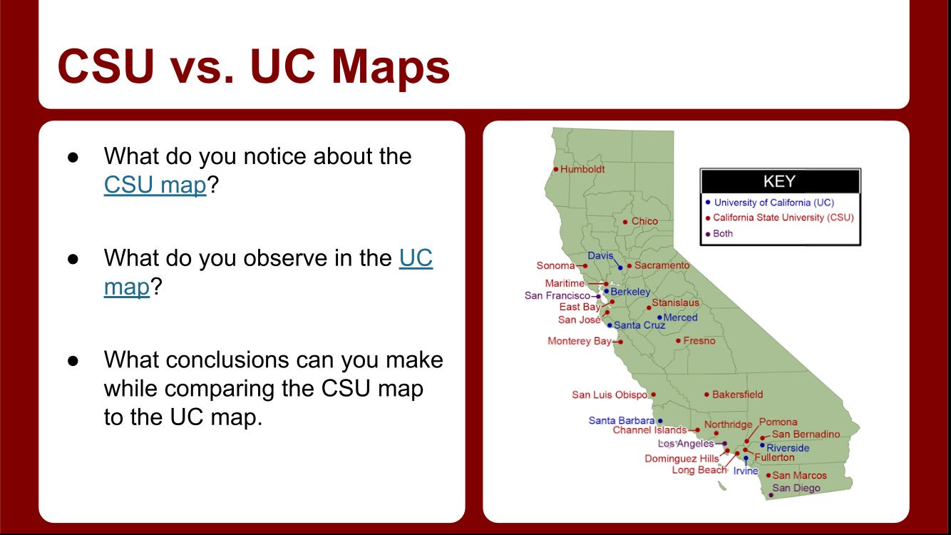 Uc And Csu Map Jose Lucero В Twitter: „@Wvhsavid Freshmen Annotating Our Csu And Uc Maps  As An Introduction To Writing A Compare And Contrast Essay. They Will  Analyze The Significance Of The Similarities And Differences