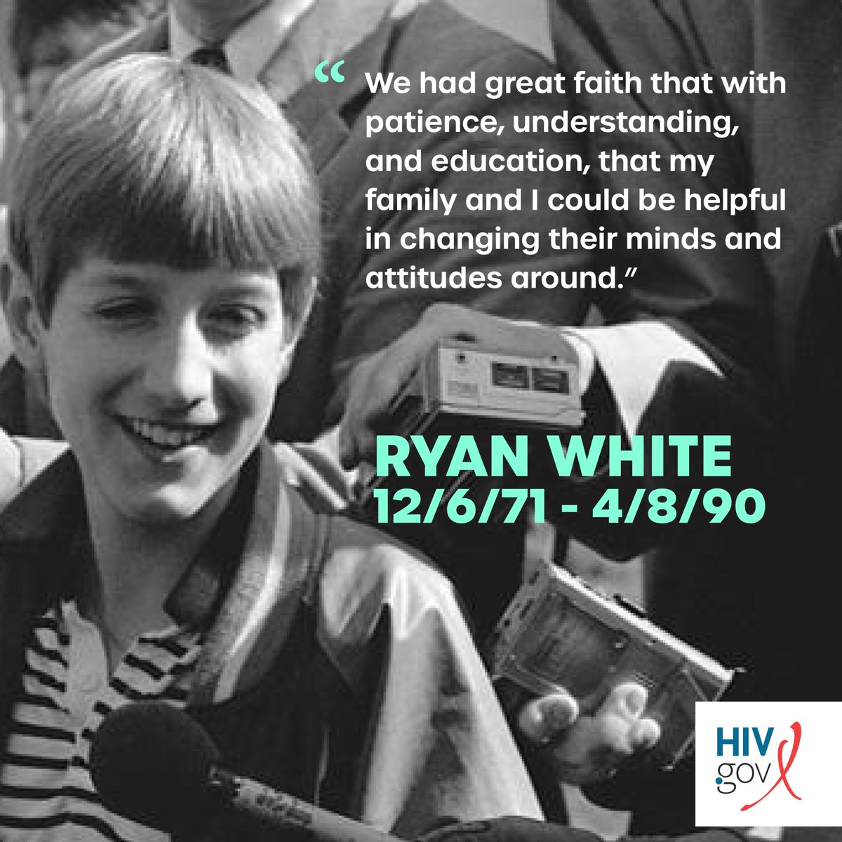 #RyanWhite was diagnosed with AIDS at age 13. He and his mom advocated for his right to attend school and fought AIDS-related discrimination. In 1990, Congress passed the bill that bears his name. Today, we remember his legacy. bit.ly/2KlscOc <a href="/HRSAgov/">HRSA</a>