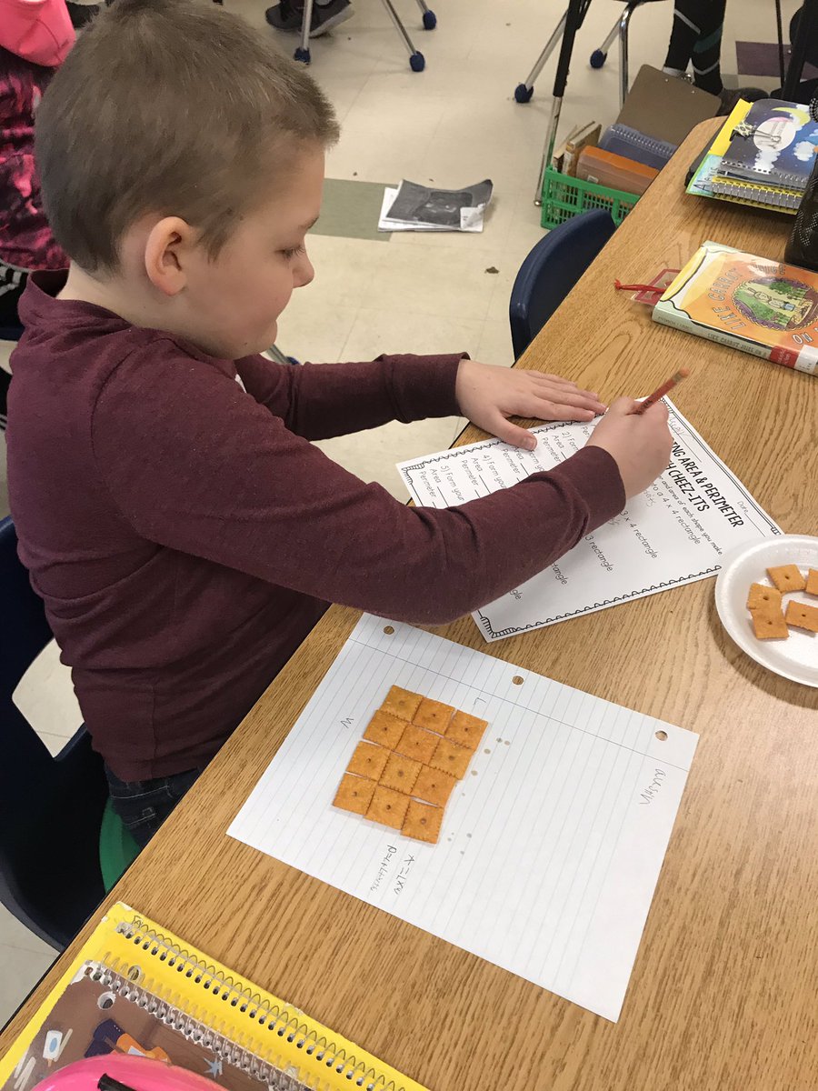 MegMart09's tweet photo. It’s easy to engage the students when food is involved! #mathisfun #areaandperimeter @ACSDghosts https://t.co/xliolkN2Gu