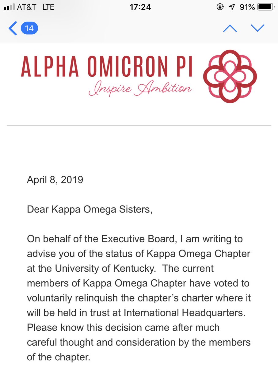 _aswesterman's tweet image. My sorority’s chapter at my undergrad has decided to close its charter. Still processing all of this. But one thing is for sure: I am proud to be an ⁦@alphaomicronpi⁩ alumna no matter what. #AlphaLove ⁦#KappaOmega @universityofky⁩
