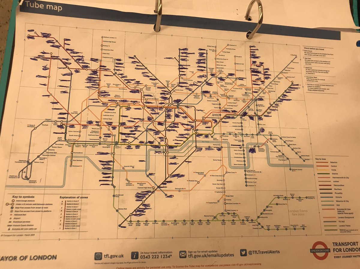 Here’s the current state of our map. I thought it looked like not many to go, but James says there are 29 stations left! 🤪 

💪🚇💪🚇💪🚇💪

gofundme.com/london-tube-ch…

#teamsuperseraph
