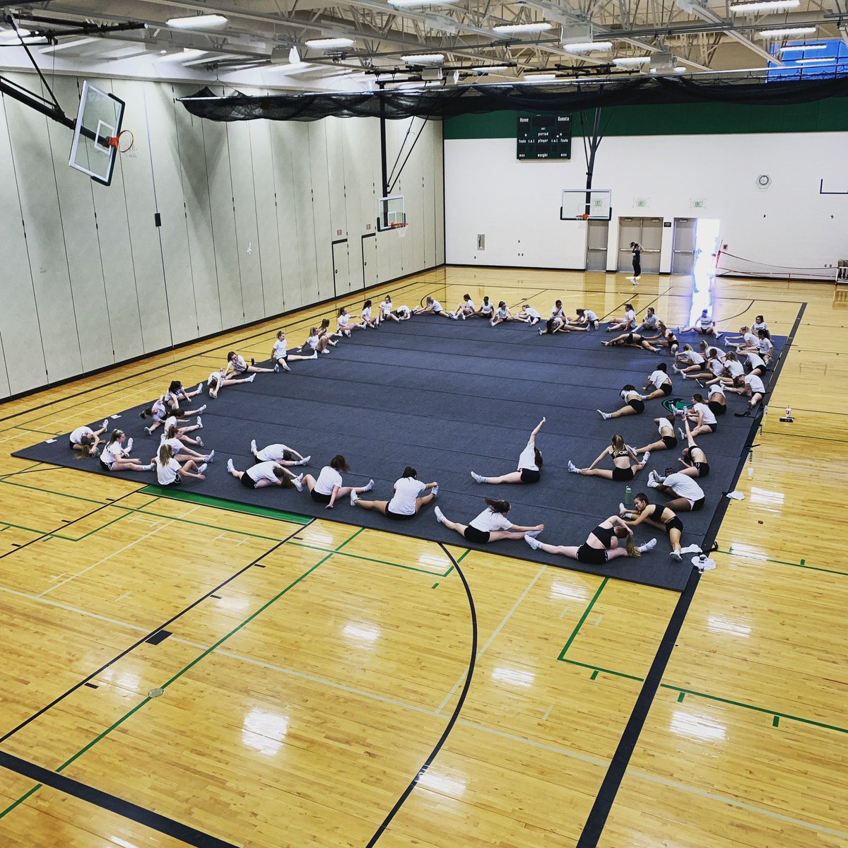 Day 1 of Tryouts for the 2019-2020 Staley Cheer Season!!! With record breaking tryout applicants, the upcoming season looks bright! 💚🐣🎀 #StaleyStrong