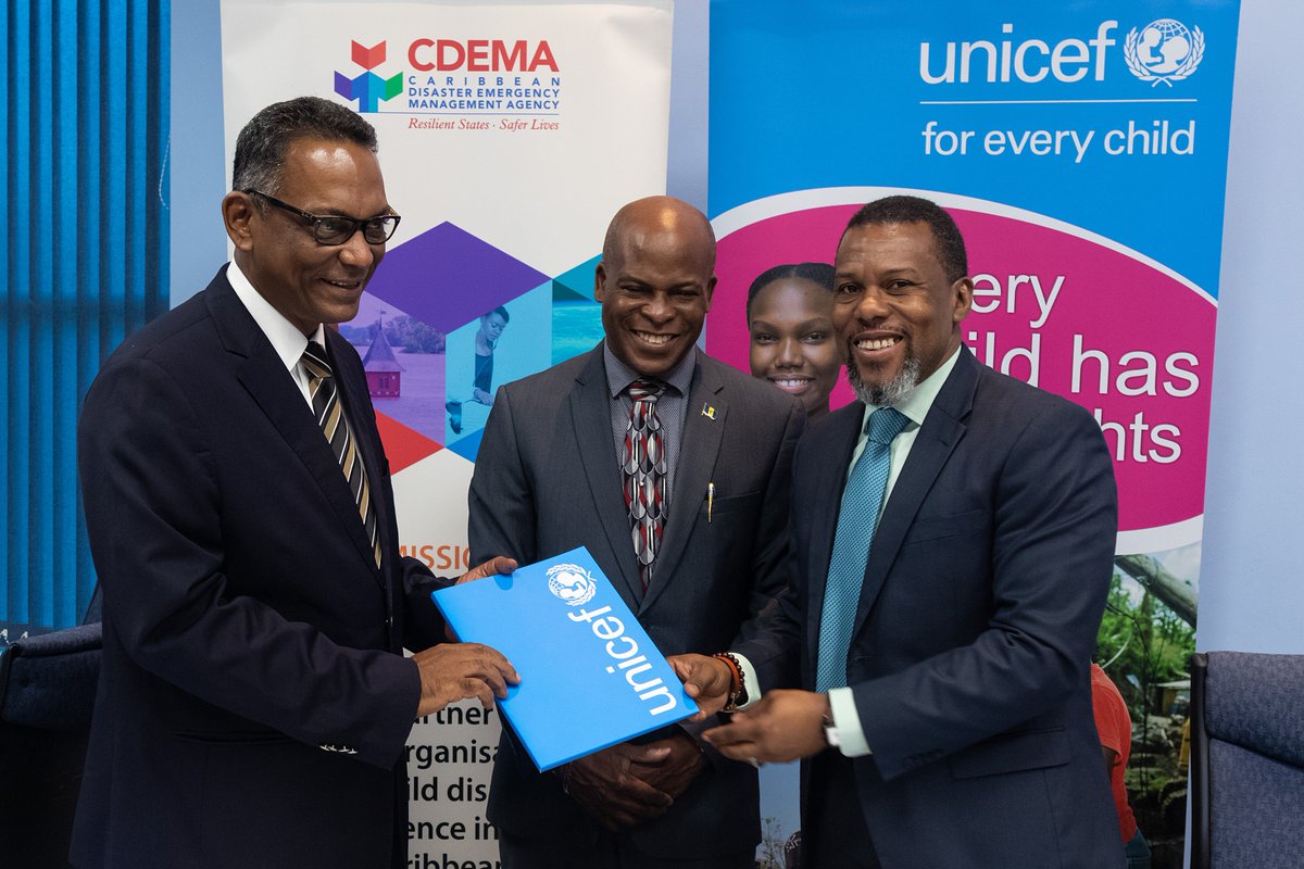 We are pleased to have today signed a MOU w/ <a href="/cdemacu/">CDEMA</a> to co-operate on the development of more resilient communities in preparation for disasters which disproportionately affect the most vulnerable, particularly children 

Learn more here: facebook.com/notes/unicef-e…