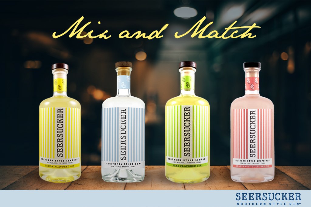 seersuckergin's tweet photo. Mix and match our #SouthernStyle Gins for the perfect #cocktail. Who else has tried this? Shop Now: https://t.co/B4qQN6EJJx #lightjuniper #happyhour #refreshing #gin https://t.co/sf8D3khPk5