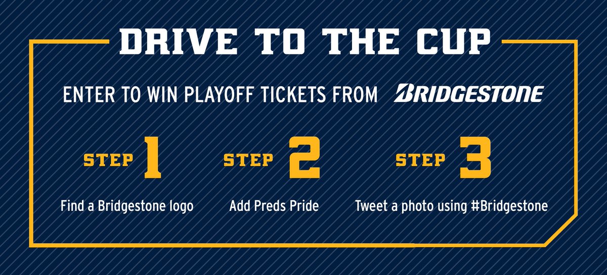 .<a href="/Bridgestone/">Bridgestone</a> is giving away 50 pairs of tickets to each home playoff game in Smashville!

Follow the steps below to enter to win! More info: atnhl.com/2VtxuIt

#Preds | #StandWithUs
