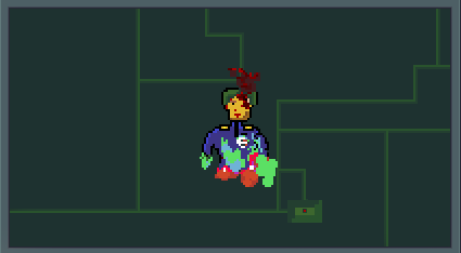 intramentaldev's tweet photo. This security agent has been acidified, most of the body has been dissolved in goo. #InsectoidDescent #gamedevelopment #pixelart #indiedevhour #gamedesign #IndieGameDev https://t.co/1h8gGxR0rE