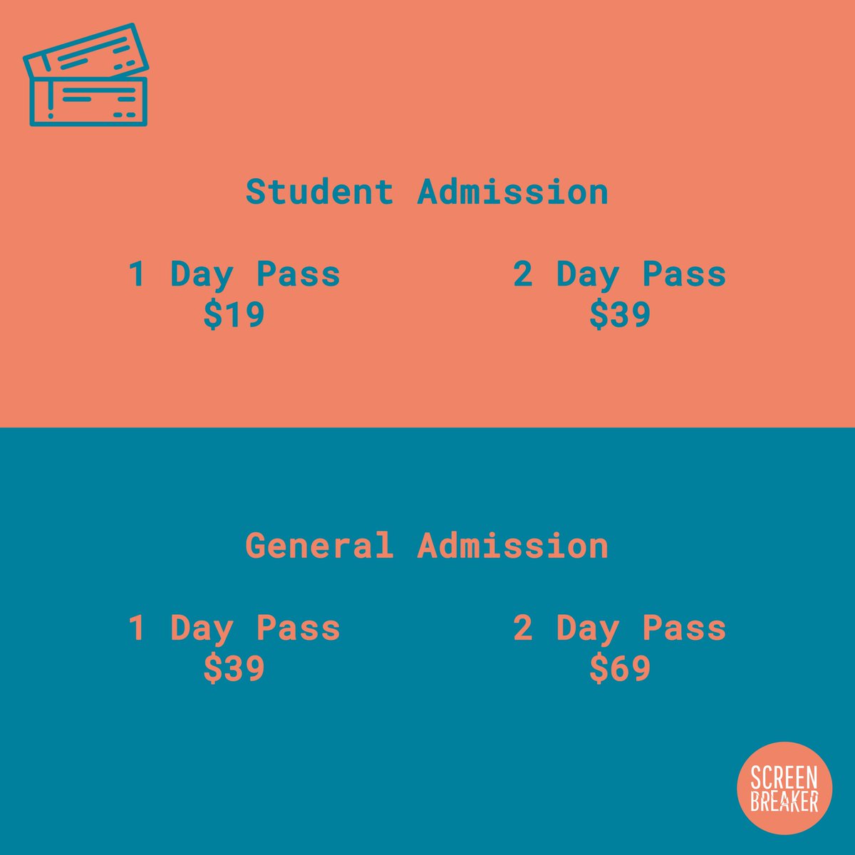 Can't make it to both days of #ScreenbreakerNY? We created the One-Day Pass just for you—pick which day you want to come! Join us Friday or Saturday for films, workshops, and networking with the artists and innovators of the future. 

Get your tickets now: bit.ly/2G8zIIi
