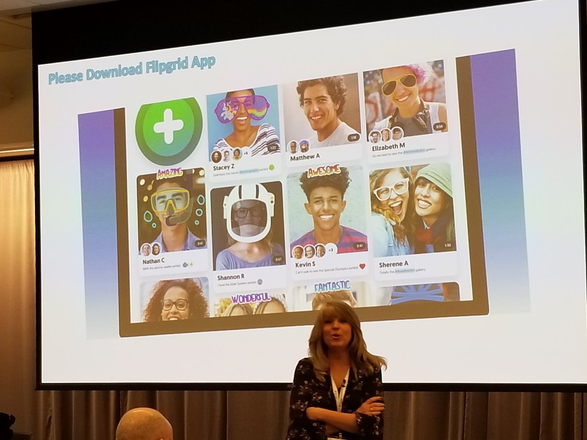 CL_Computing's tweet image. Fun with #flipgrid! @SAMTechNow lecturing about #digitalcitizenship to a packed room. #cce2019