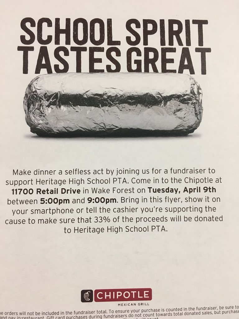 What’s for dinner tomorrow?  Chipotle!  Go and support the PTSA for Husky Spirit Night, 5pm - 9pm.