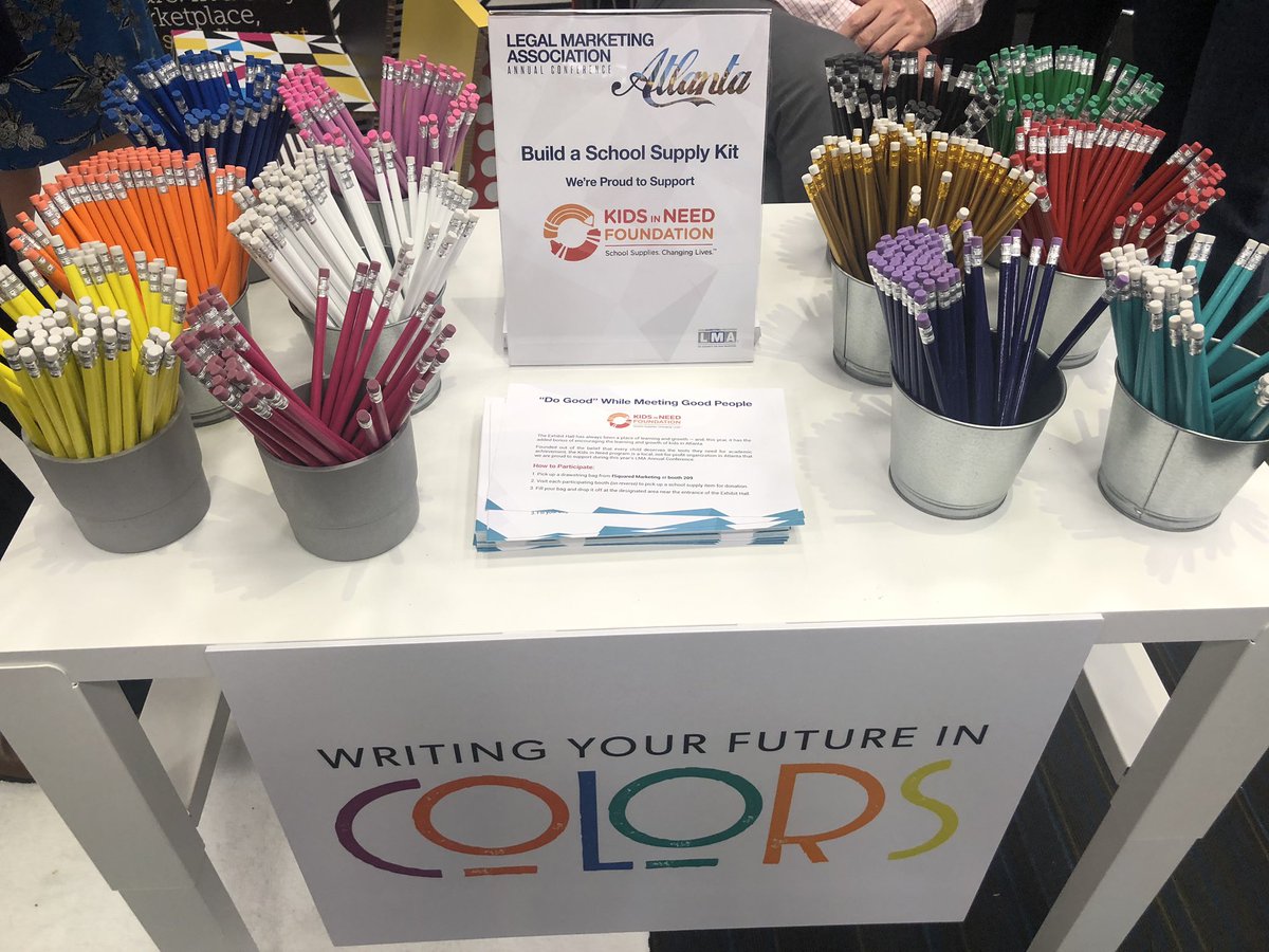 ContentPilot's tweet photo. We’re proud to be part of the “Do Good” project Supporting the Kids in Need Foundation. Stop by and pick up some pencils to build your school supply kit! #LMA19 https://t.co/UsKQrDVcFV