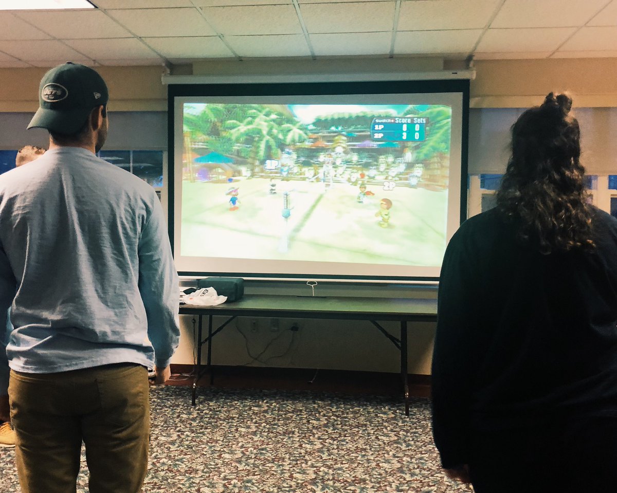 First day of Greek Games opens with a Wii Volleyball Tournament! 🏆 Phi Delta Theta vs. Kappa Chi #SNHUGreeks2019