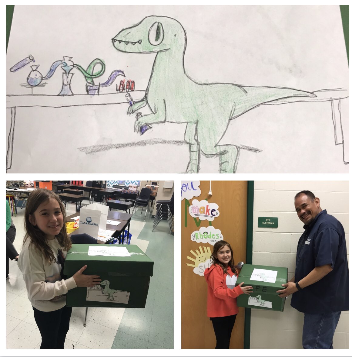 raptorstuco's tweet photo. Our wonderful @NISDCustodial Mr. Martin is always looking for a way to have @NISDRhodes students showcase their best talent. He asked if a student from Student Council could decorate the custodian’s  PPE box. Allyson couldn’t wait to put together this idea on her computer! https://t.co/hpLNvpVScQ