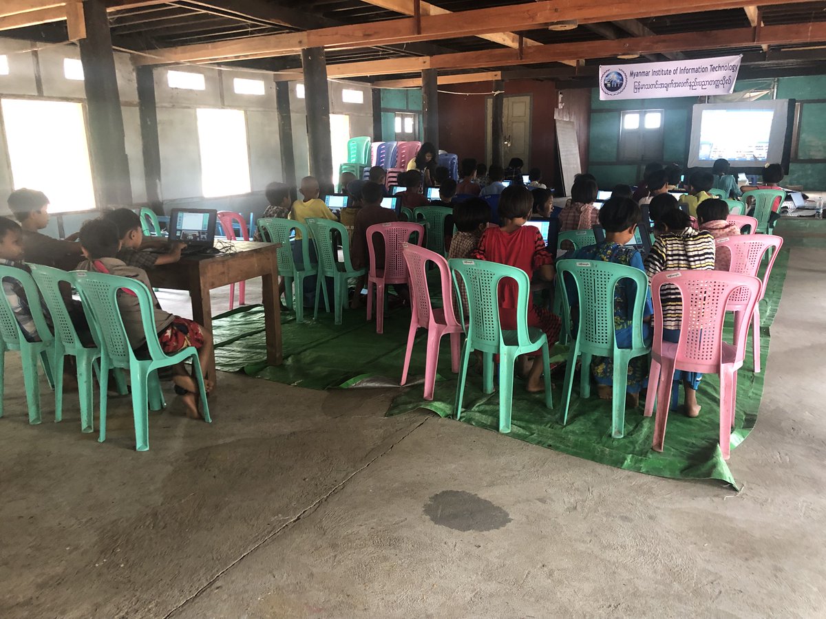 MIIT_Mandalay's tweet photo. The camp will last for 3 weeks and is being conducted in a monastery. Two sessions are held everyday, targeting students from different grades. 

Nearly 100 boys and girls from surrounding villages are participating. The initial response has been overwhelmingly positive. (3/4) https://t.co/lJCSjuTTF2