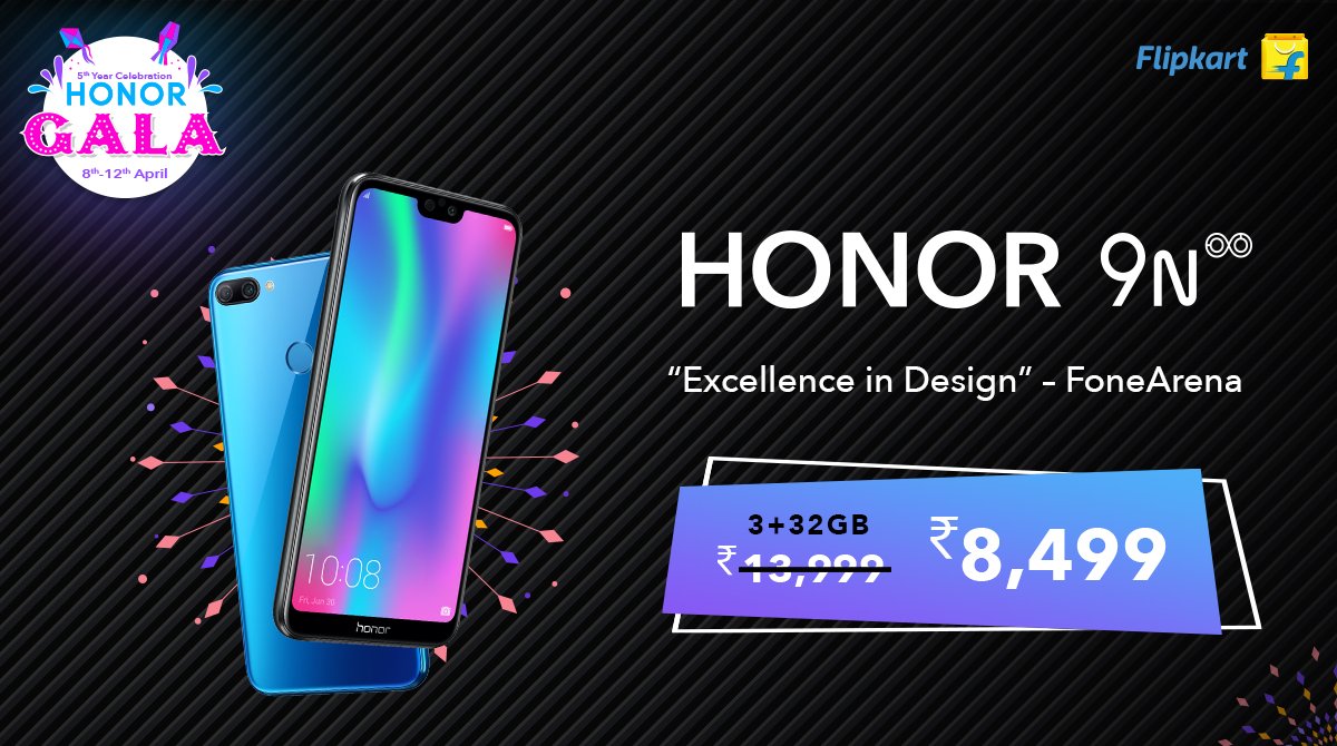HiHonorIndia's tweet photo. Grab the #BeautyAllAround HONOR 9N at a never-before price. ✋
#HONORGala Sale is live on @Flipkart now - https://t.co/HbXIF9mapY! Limited stock, hurry! https://t.co/zxNd8GacXe