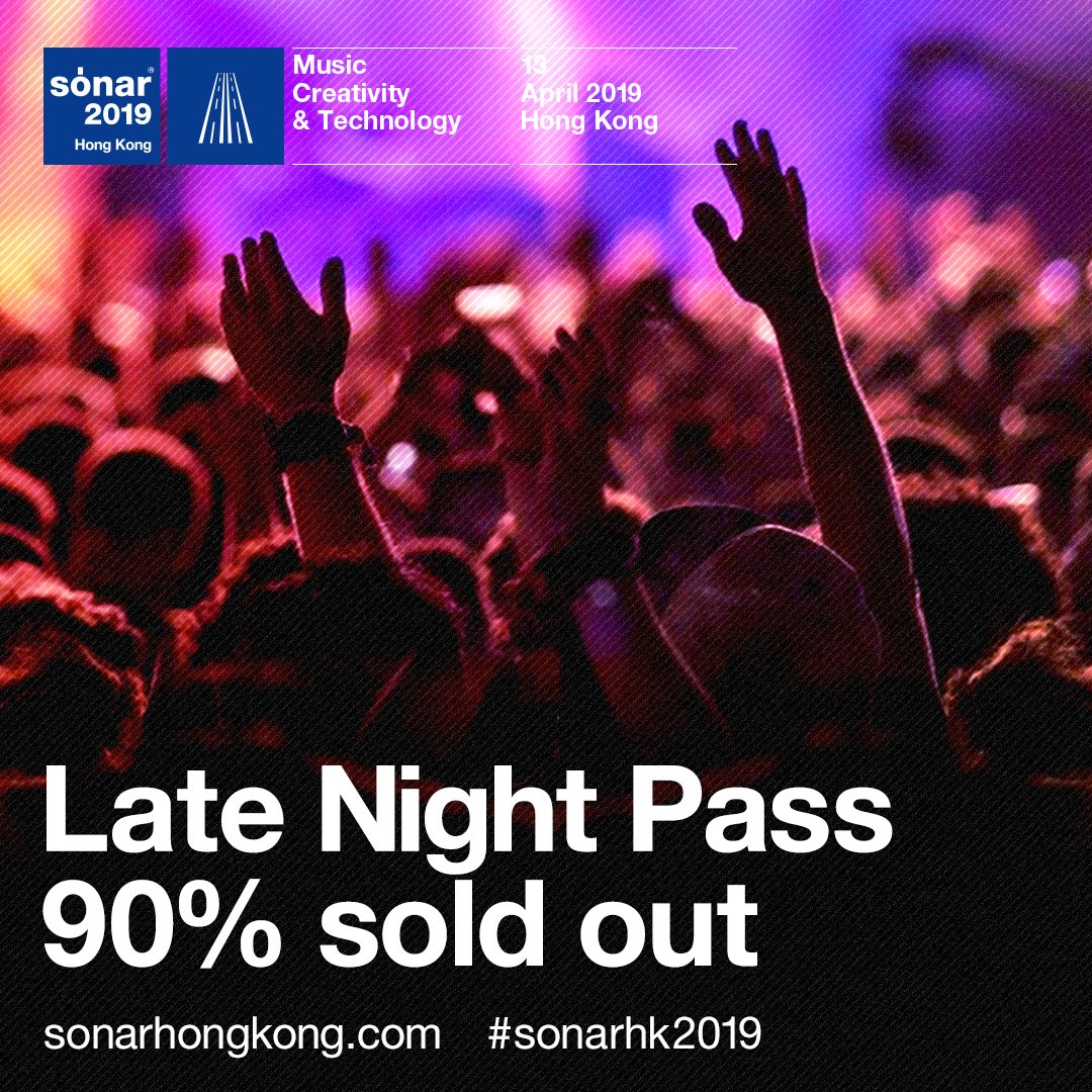 Heads up, the "SonarPass + Late Night Pass" combo tickets are now 90% sold out. So if you were hoping to enjoy Sonar from start to finish (including the late night programming until 3am) don't delay and secure yours now! bit.ly/2RWpD3y

#sonarhongkong #sonarhk2019