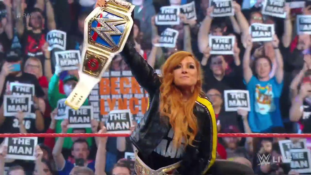 WWEUniverse's tweet image. "Opulence. YOU. OWN. EVERYTHINGGGGGG!"

STAND UP for #TheMan, #TheChamp, The #WrestleMania Main Eventer #BeckyLynch! @BeckyLynchWWE #RAWAfterMania #RAW