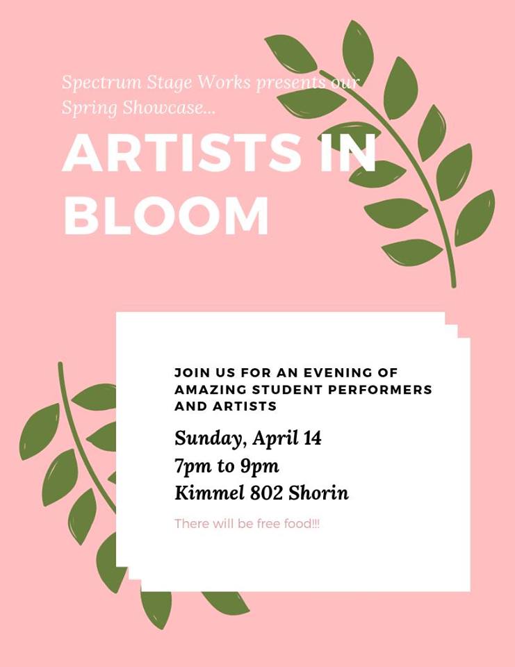 nyuspec's tweet photo. We are back with another showcase this spring! Come enjoy free food and free performances by your fellow NYU students! https://t.co/iwhDd03Fm7