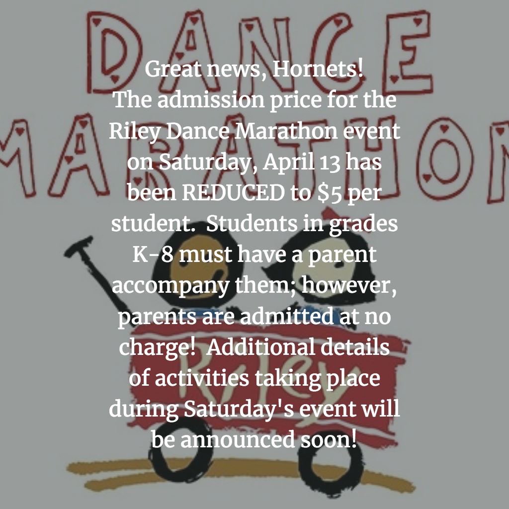 GREAT NEWS! We have REDUCED the price to only $5 for our Dance Marathon!!! Make sure you get your ticket purchased for this event! You won’t want to miss the bounce house, food eating contests, pie throwing, gaming contests, dancing, Silly Safari, stories of Riley kids, and more!