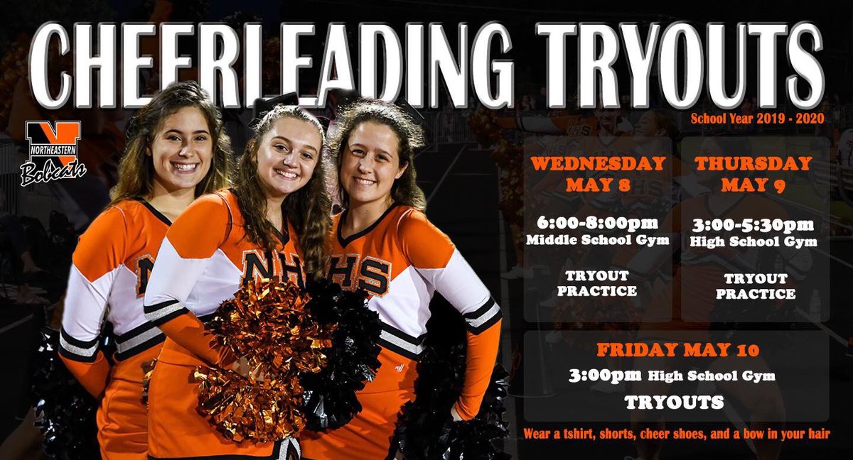 Mark your calendar! We can’t wait to see you at football &amp; basketball cheerleading tryouts!