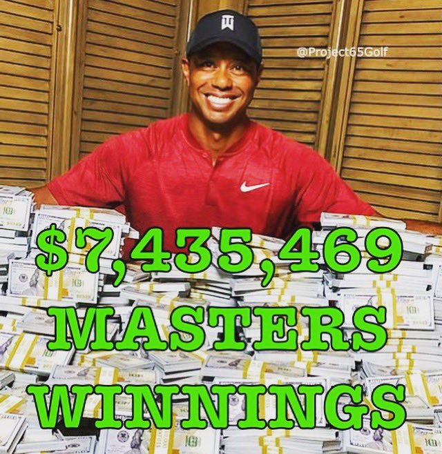 Project65Golf's tweet photo. Ever wonder how much Tiger has made at Augusta alone? Well now ya know! 👀🏌️🤑 @GGolfpro 
.
.
#themasters #masters #augusta #golfer #tigerwoods #golfweek #golflife #lovegolf #mastersweek #golfers #earnings #careerearnings #PGATOUR #EuropeanTour https://t.co/LkJ72foIzb