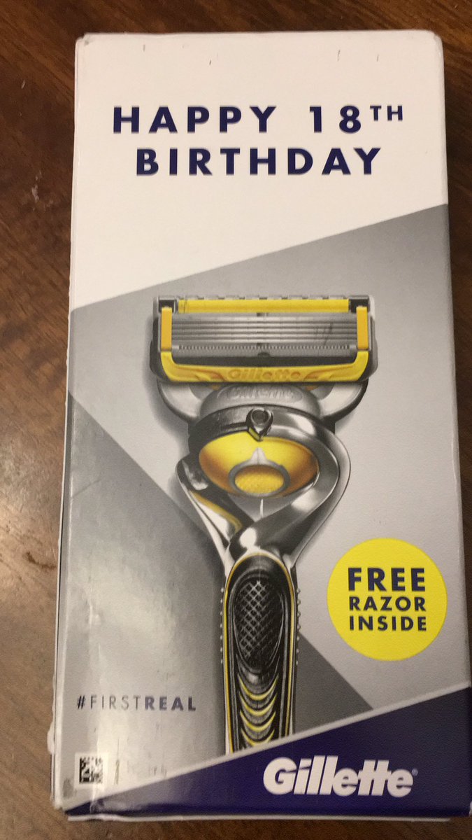 Benson371_'s tweet photo. Oh look a nice 1 month late birthday gift... umm wait, how does @Gillette know my information??? A conspiracy maybe? 🧐#firstreal https://t.co/byCM1w5ACy