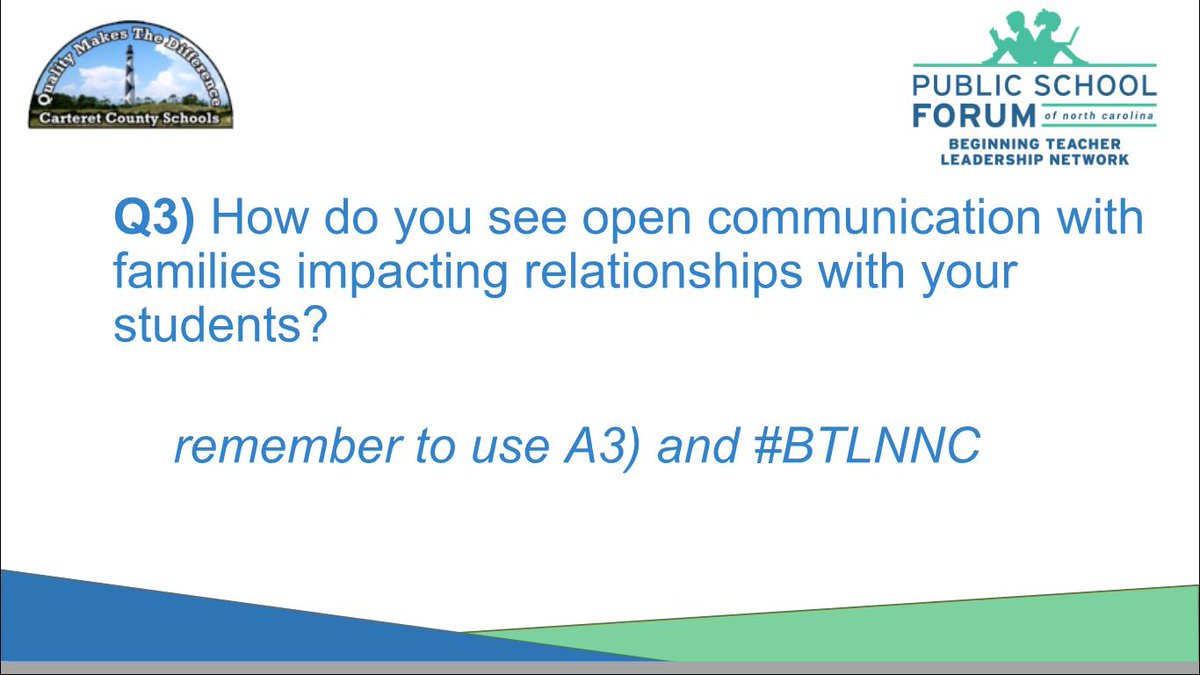 CarteretJill's tweet photo. Question 3 - Family and Community Engagement; Remember to include #BTLNNC in your response! https://t.co/Jp6NVcHHQZ