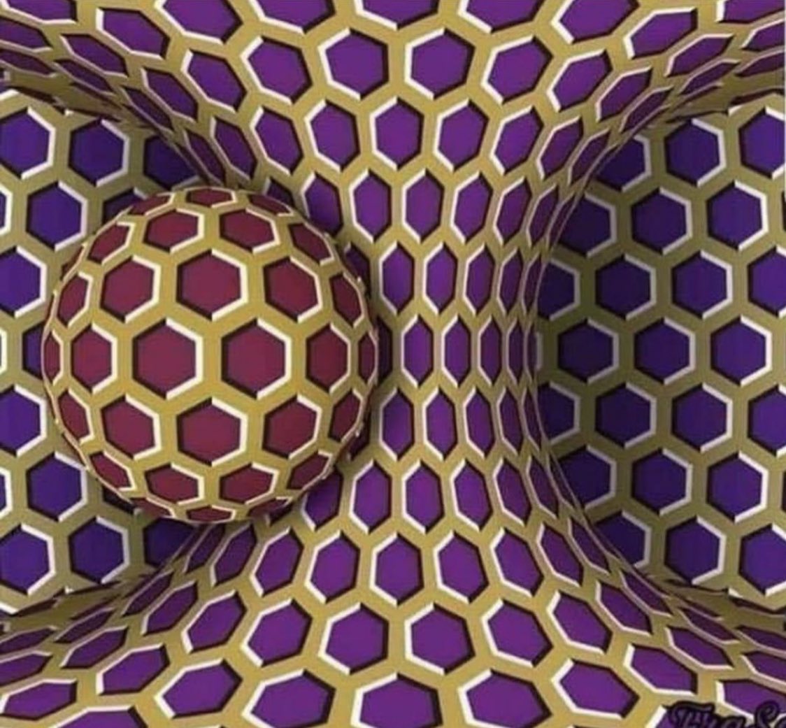 gabevillamizar's tweet image. This visual was created by a Japanese neurologist. If the image is still, then that means you are calm. 

If the image moves a bit, you’re stressed. 

If it moves like a carousel, then you’re super stressed. 

Curious, what do you see?

Apparently I’m always stressed 🙃