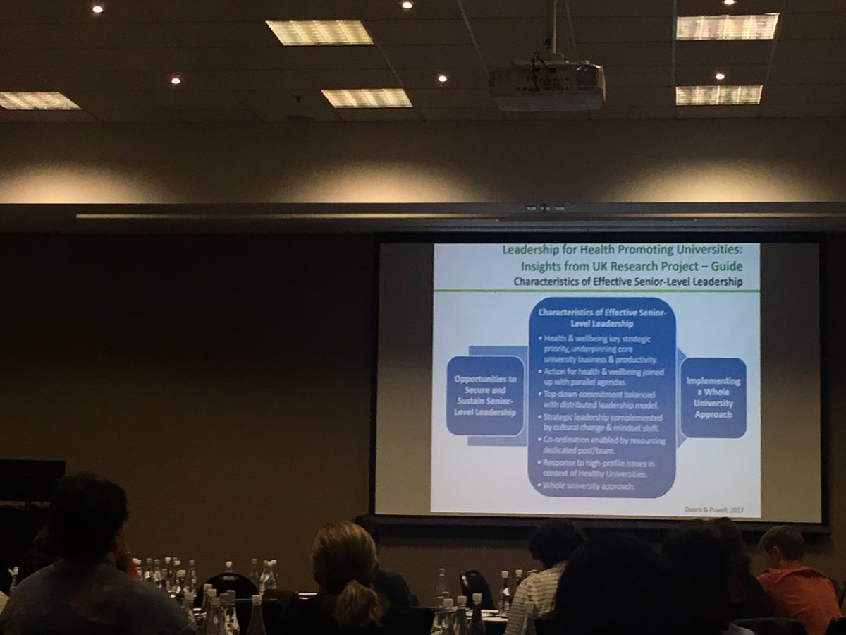 erikalangham's tweet photo. The importance of leadership and organizational culture in creating Health Promoting Universities. Prof Sue Powell #IUHPE2019 #highered #healthysettings https://t.co/yIUH5HvWHo