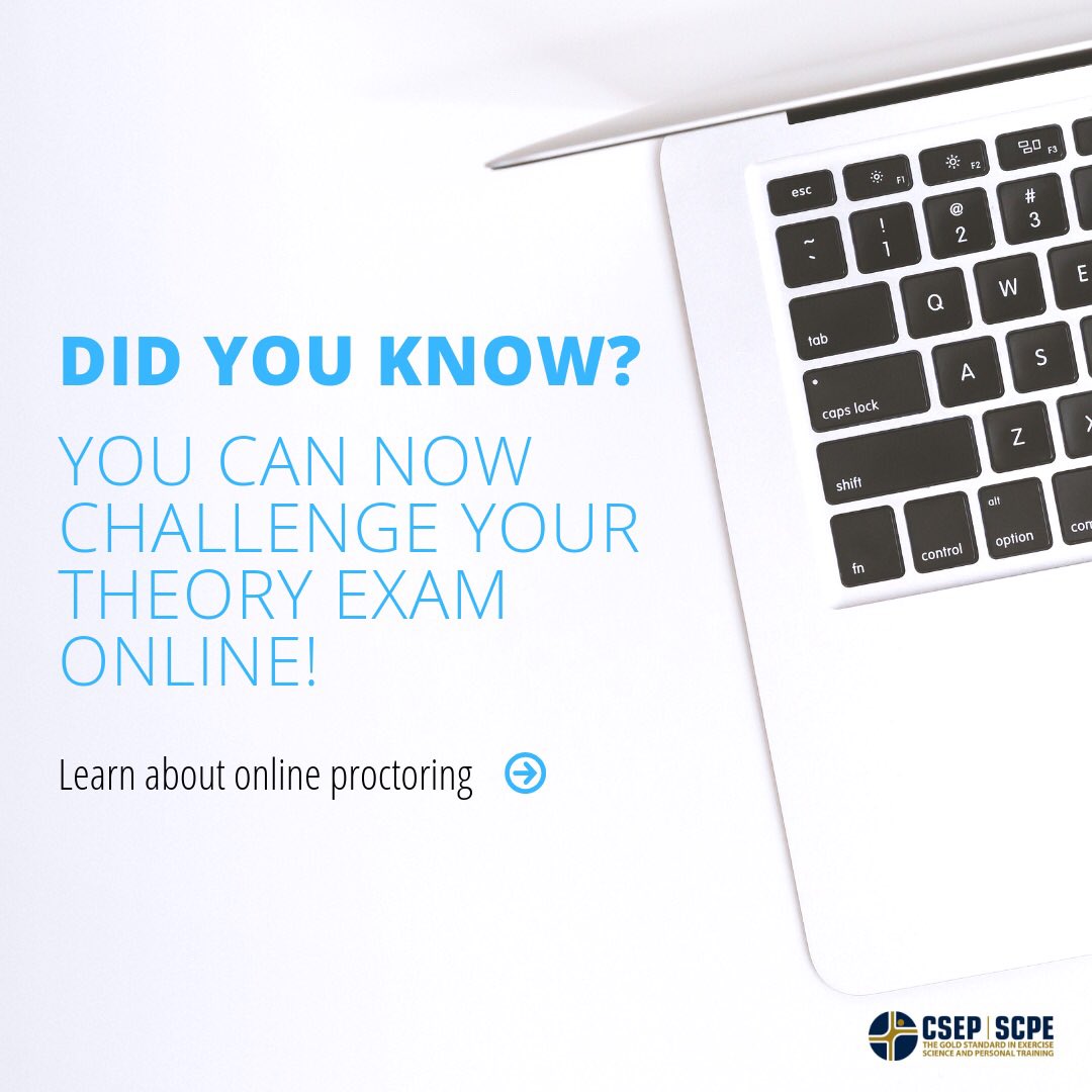 csep_scpe's tweet photo. Starting today CSEP-CEPs can now take their Theory Exam online with a remote proctor. Learn more: https://t.co/5jZ6OMSywO #qualifiedexerciseprofessional #GetCSEPCertified #CSEPCPT #CSEPCertifiedPersonalTrainer #PersonalTrainer https://t.co/IXCQyVt0iZ