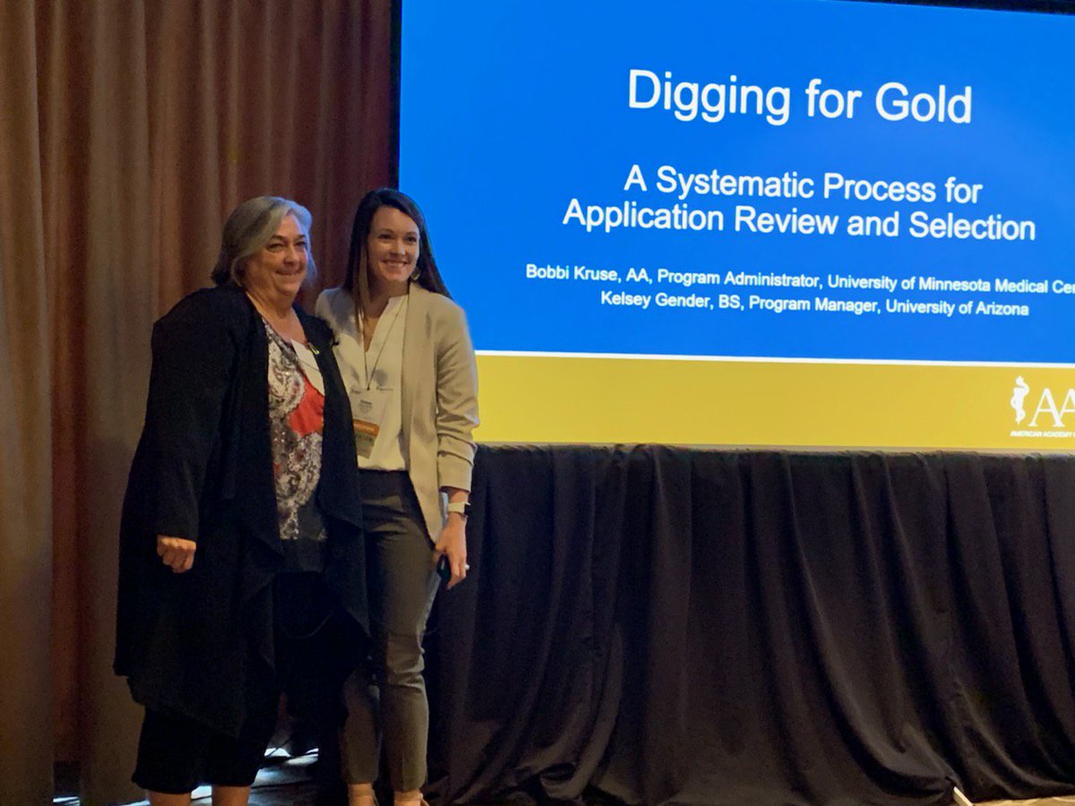 JessiePettit_MD's tweet photo. Catching up on the day at #aafppdw #aafprps, celebrating Kelsey Gender @KelseyGender13, our residency program manager, who worked with her mentor Bobbi Kruse @bkruse63 to create our program's mission-driven, values-based application screening process. https://t.co/X5gLF9yMF9