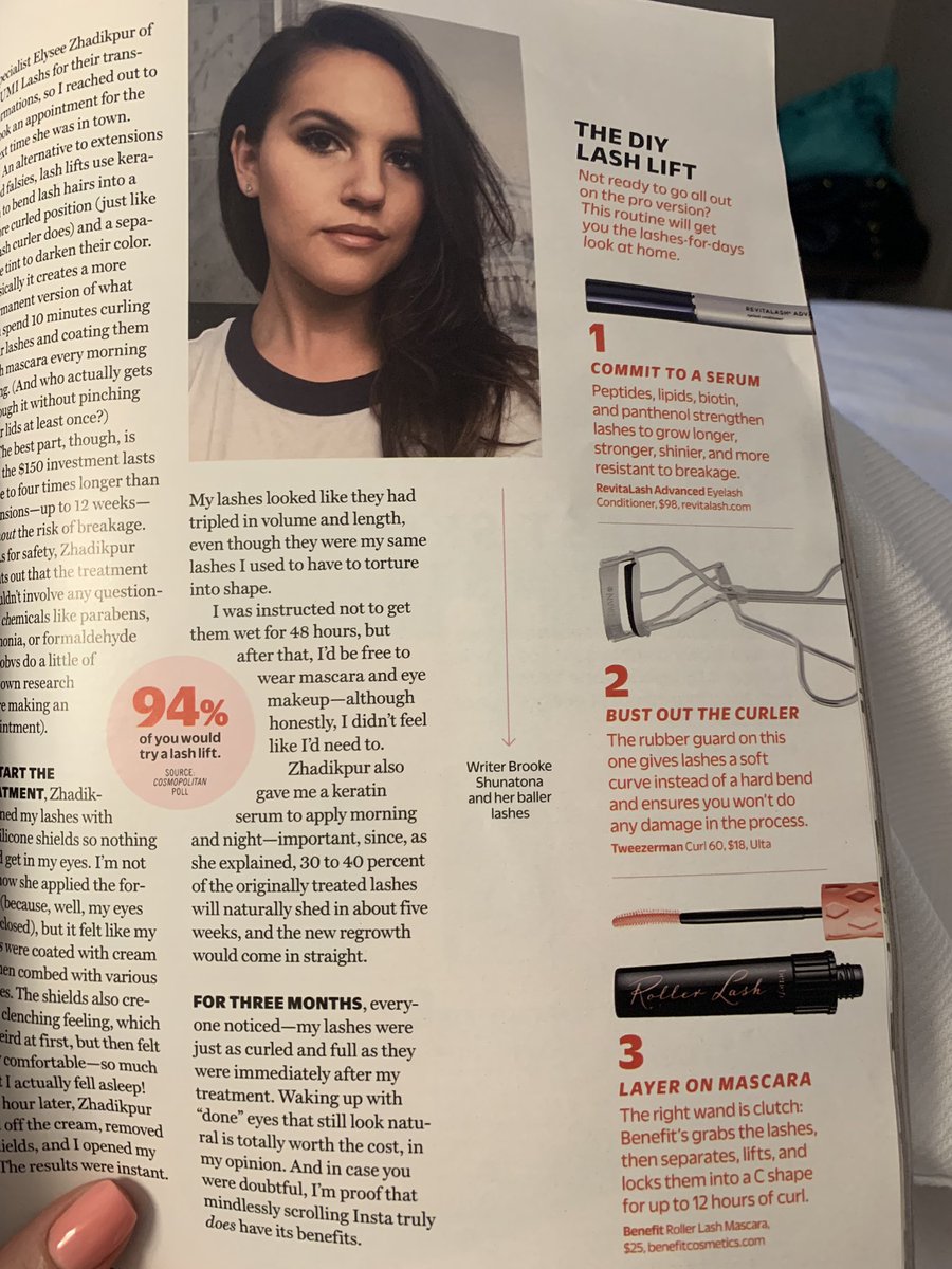 miranda_eliza28's tweet image. Shoutout to @BenefitBeauty for their mention in the @Cosmopolitan April issue on the #DIYLashLift 💘 #rollerlash my fave is #theyrereal ✨