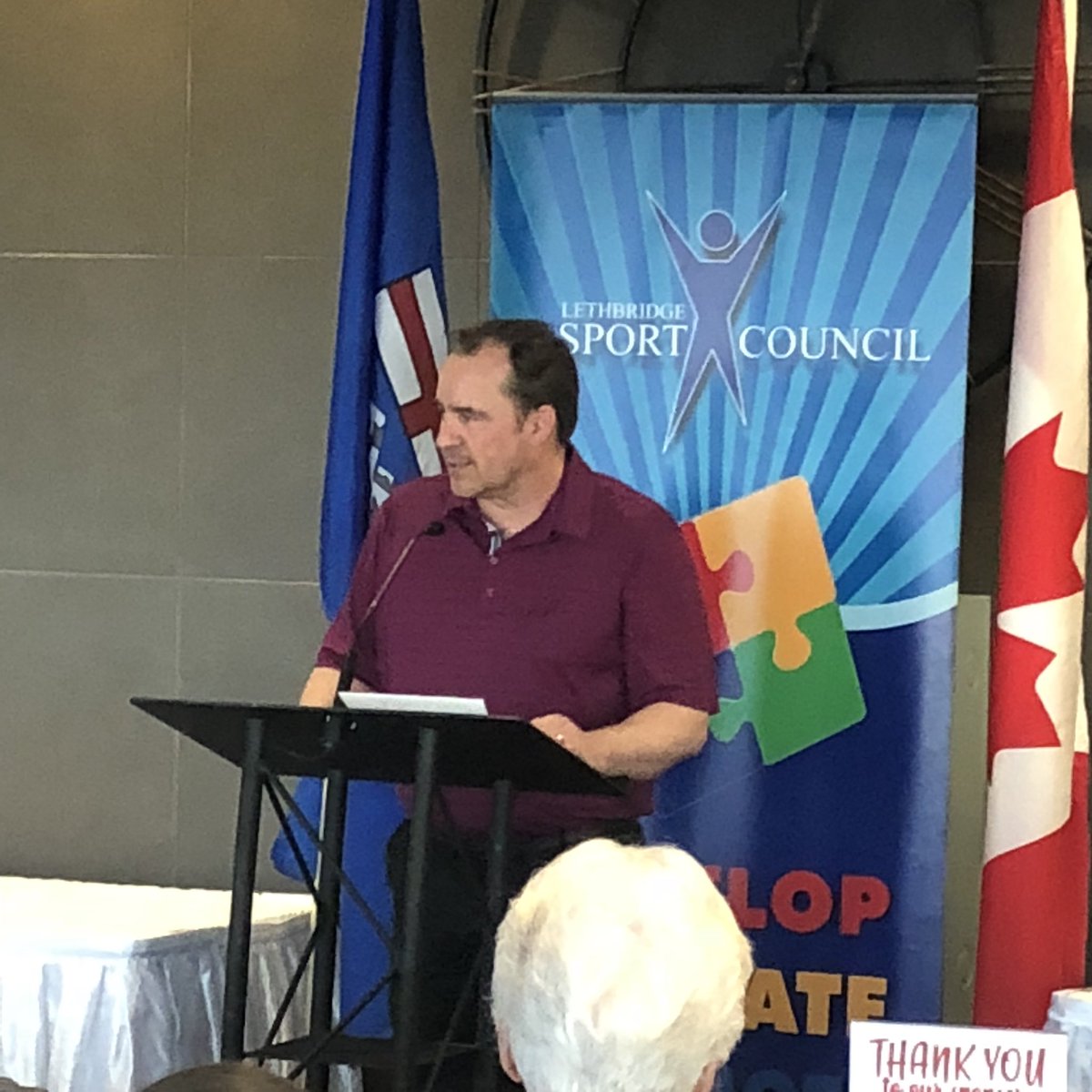 LethbridgeSport's tweet photo. Thank you to our MC for the evening Tony Deys! Your passion for and contribution to sport in Lethbridge is appreciated! #LSCAA https://t.co/UfU9vHyvmE