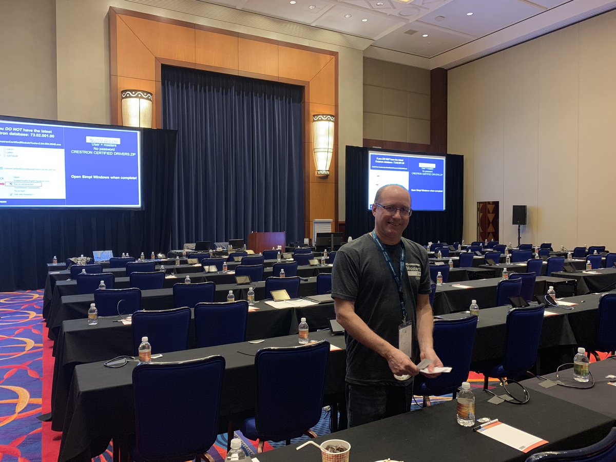 TomMclaughlin90's tweet photo. Gary getting ready to teach Crestron Certified Drivers. #DobilLaboratories #CrestronMasters2019 https://t.co/X1XPX4fYYd