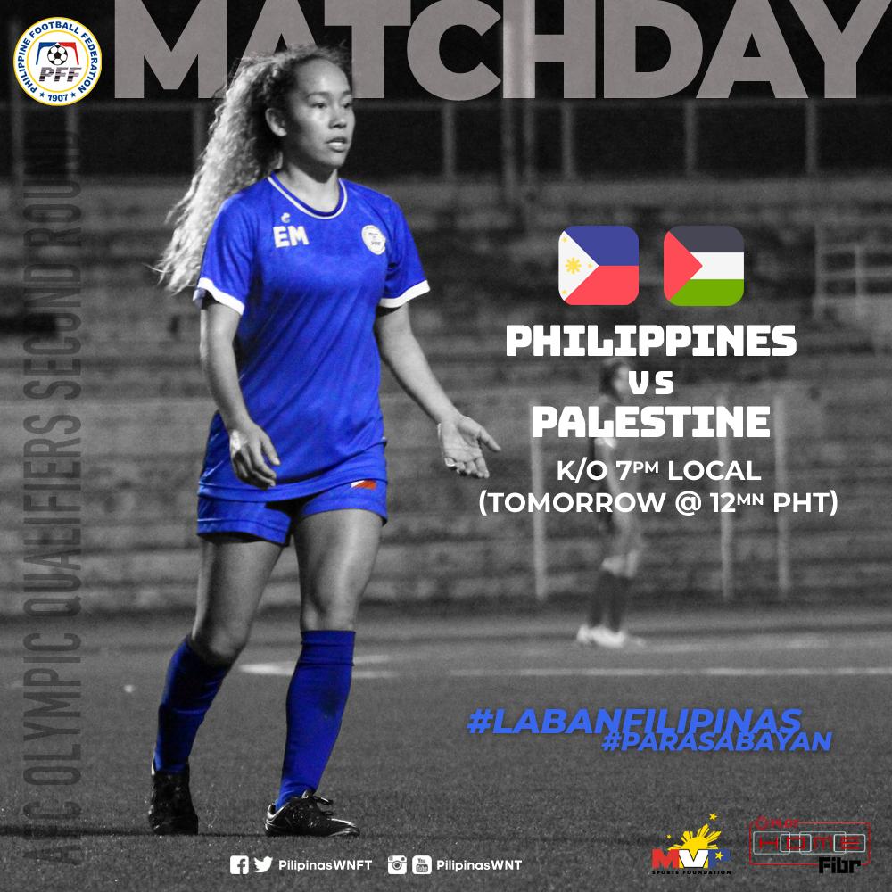 PilipinasWNFT's tweet photo. IT'S MATCHDAY! 12 hrs from now the #PWNT 🇵🇭 will take on the West Asians to close out this rnd!
⚽ #Tokyo2020 #OlympicQualifiers
🆚 Palestine 🇵🇸
🕔 7PM (Local) / Later 12MN (PHT)
🏟️ Saoud Bin Abdulrahman Stadium
📺 https://t.co/GyT0bzACWA
🗣 #LabanFilipinas #ParaSaBayan #PHIvPLE https://t.co/do9SnMycWf