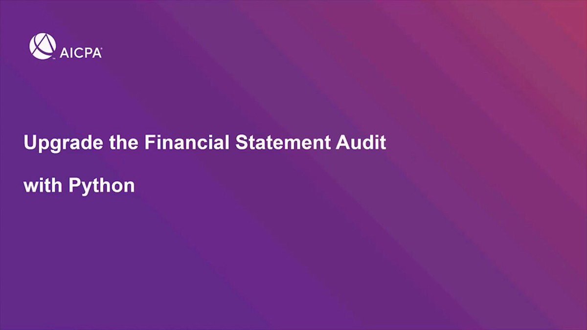 dtizzlenizzle's tweet image. AICPA demonstrates Python as an open source option to improve the audit process. The video was created and recorded by me... check it out! #aicpa #python #audit python4cpas.com/2019/04/aicpa-…