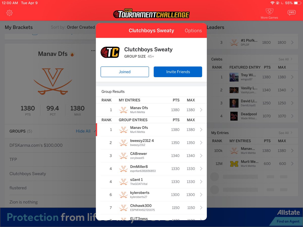 ManavsPicks's tweet photo. I won @DFSClutchBoy March Madness Bracket Challenge. Shoutout to him for running such a fun contest. Also shoutout the refs for helping UVA get to the finals. https://t.co/KAh99es32o