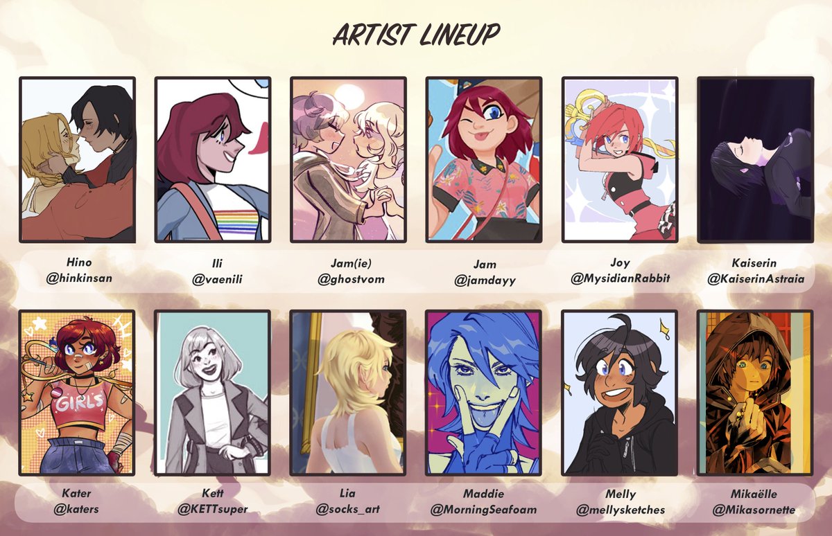 CouldKh's tweet photo. Hello hello! We are happy to announce the Artist Lineup for the "Could Be A Lesbian" #KingdomHearts Fanzine!! We're so happy to have such an amazing group of artists! https://t.co/b2Q09KaZtX