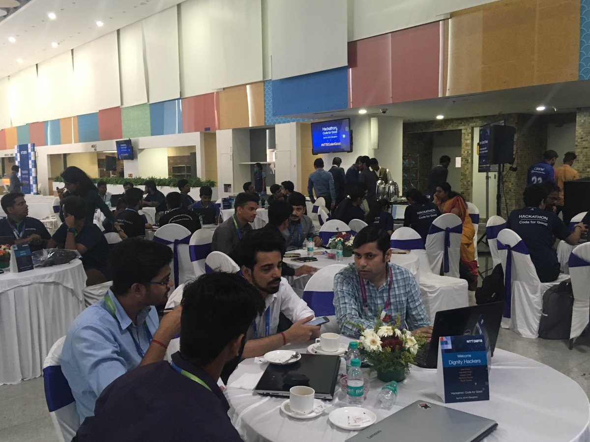 sakshamk's tweet photo. 5 minutes to go! Teams gearing up for pitching their innovations at the NTT DATA Code For Good Hackathon #NTTDCode4Good https://t.co/OzgO4AwGO1