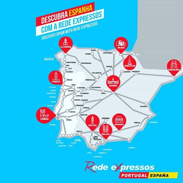 RedeExpressos's tweet photo. Já conheces a nossa rede ibérica? ⁣
⁣
Consulta os destinos disponíveis e vem viajar connosco!⁣
⁣
#redeexpressos #renex #portugalmaisperto #curiosidadesredeexpressos #redeiberica #destinos https://t.co/g4wTKbkpsD