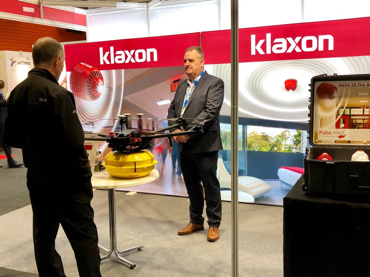 KlaxonSignals's tweet photo. The #FireSafetyEvent is up and running! Come along to Stand FS11 to see our new ES-PD siren drone, along with our extensive range of #fireevacuation, #industrialsignalling and #massnotification systems. @FireSafetyEvent https://t.co/UMBAWNFV5S