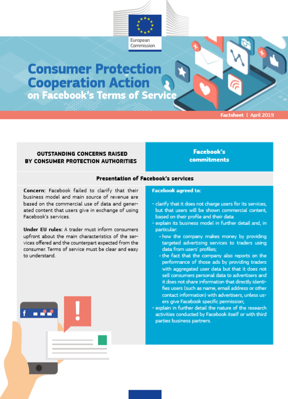 #EUprotects consumers from confusing legalistic jargon! 
Because of talks with <a href="/EU_Commission/">European Commission</a> and EU #ConsumerProtection authorities, #Facebook has agreed to make some important changes to its T&amp;Cs. More details in this factsheet👉ec.europa.eu/info/live-work…