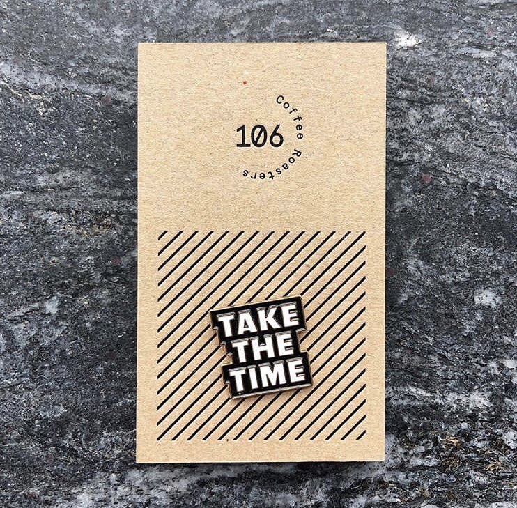 dot_studio_'s tweet image. Enamel pin badges - backing card. Printed for 106 Coffee 🔥 Black foil blocking + screen printing. Printed by @dot_studio_ #debossing #enamelpinbadge #backingcard #recycledpaper #foilstamped #printfinishing #dotstudio #enamelpins #foilcards #takethetime #selfcare #106coffee
