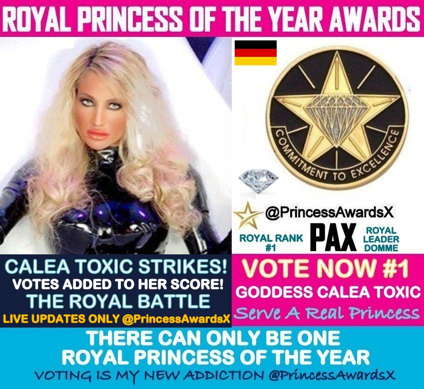PrincessAwardsX's tweet photo. Stunning Great Royal Leader Goddess Calea Toxic continues to strike for Germany! Can anyone stop the Royal Leader? @caleatoxic

DOMNATIONS AT WAR LIVE - Vote for her @PrincessAwardsX

@PAXawards @ClipAwards @DommeClips
#findom #paypig #humanatm #femdom https://t.co/nXJp2J7Dbj