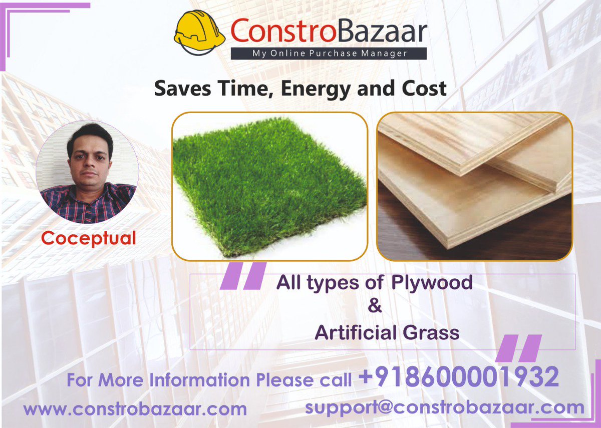 ConstroBazaar's tweet image. ⭐Coceptual is on ConstroBazaar⭐
 Find our Products like Artificial Grass, All Types of Plywood &amp;amp; Lots more.
constrobazaar.com
+91 8600001932
#ConstroBazaar #Coceptual #ArtificialGrass #Playwood  #BuildingMaterial
#Pune #Mumbai #Indore #Delhi #Bangalore #Maharashtra #India