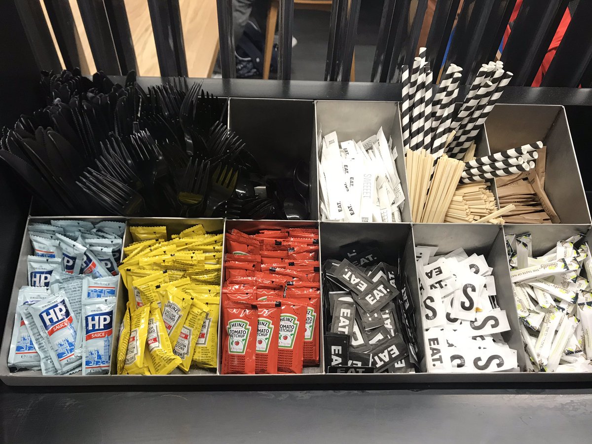 nataliefee's tweet image. Morning @eat_news - great job on the #paperstraws and wooden stirrers. Any plans to switch out the black plastic cutlery for wood and ditch the sachets for refill pumps? 🤞🏼🙏🏼💪🏼 ... or @BristolAirport you could just ban retailers from providing them? 🤔