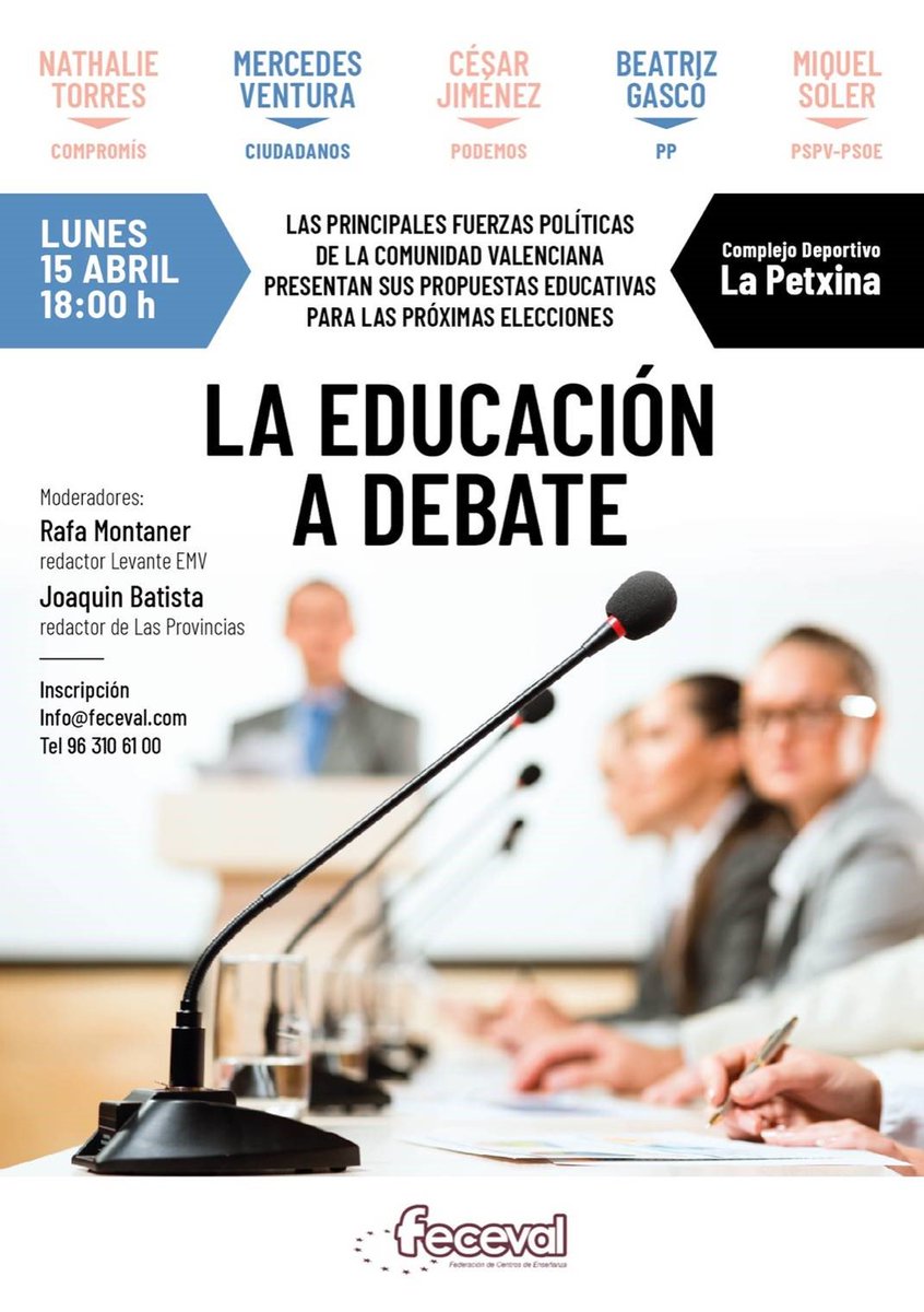Cara a las próximas elecciones autonómicas del próximo 28 de abril, la Federación de Centros de Enseñanza de Valencia <a href="/feceval_cece/">FECEVAL-CECE</a>, ha querido organizar un gran debate electoral centrado en las propuestas educativas de los principales partidos políticos que concurrirán a ellas.