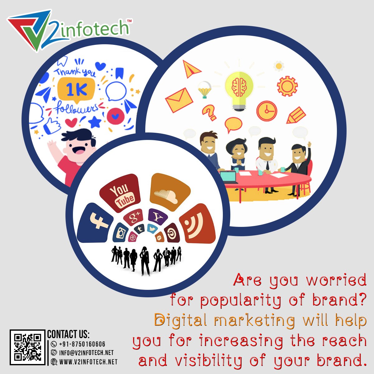 v2InfotechIndia's tweet photo. Are you worried for popularity of brand? Digital marketing will help you for increasing the reach and visibility of your brand.
👉👉https://t.co/l1UruvDG8Z
☎️📱+91- 8750160606
#DigitalMarketing #BrandPromotion #RightCustomer #CreativeIdeas #USA #UK #Singapore #India #V2Infotech https://t.co/LYPjrj7fUv