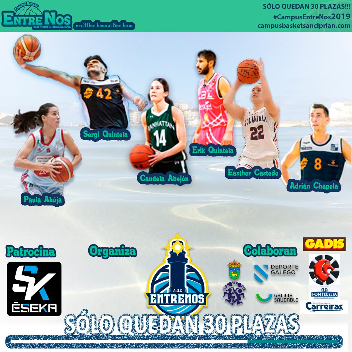 Campus_EntreNos's tweet photo. 🏀❗SÓLO QUEDAN 30 ❗A tres meses del #CampusEntreNos2019 nos encontramos que sólo quedan esas plazas para cubrir el cupo que nos propusimos para que el proyecto cumpla con todas las expectativas de mucho basket, convivencia con las/los jugadores, paddle surf, playas...Gracias ❗ https://t.co/Ku7tEIj1LJ