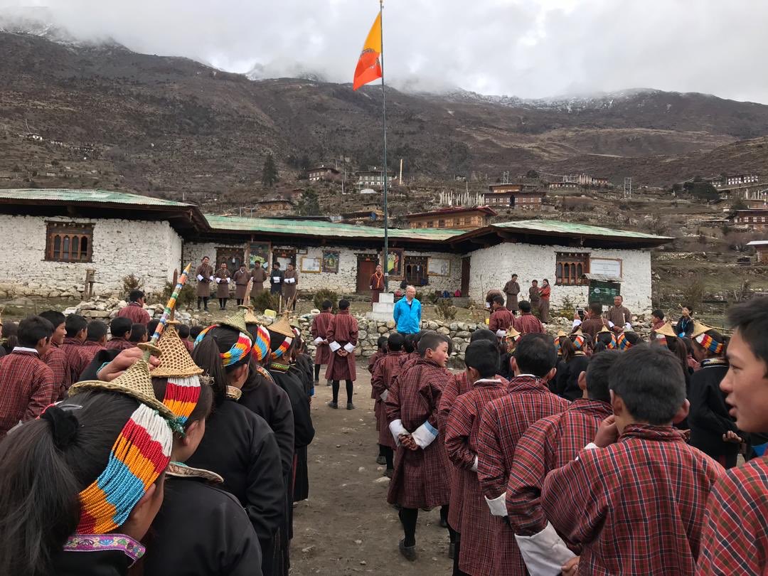 RudolfSchwenk's tweet photo. Morning assembly in Laya Central School. At 3,800 meters, I guess this is a true ‘high’ school. And it is fantastic that also in this remote part of #Bhutan girls enjoy the game of football. @UNICEFBhutan #ForEveryChild https://t.co/HD6R4lobvj