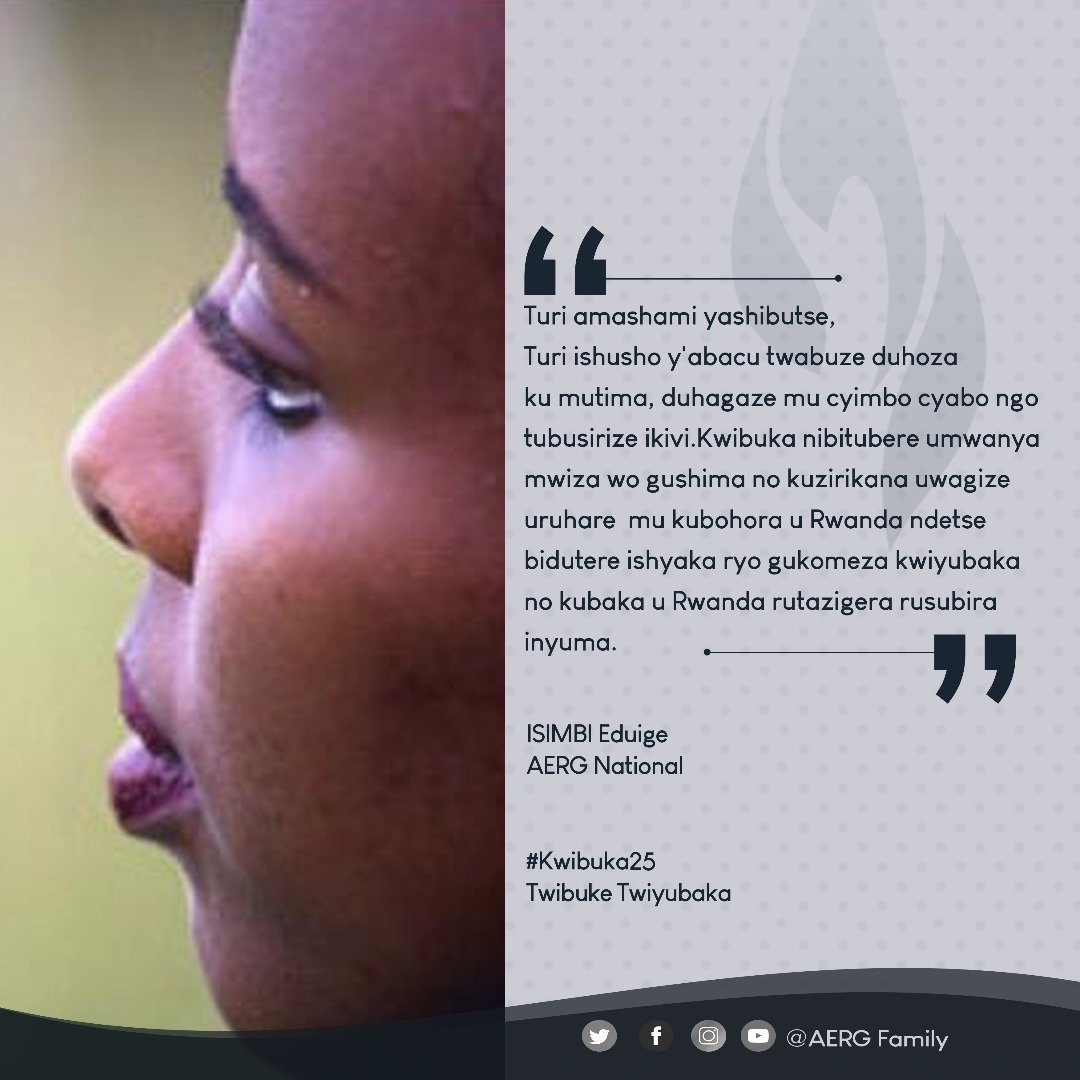 IBUKAYouth's tweet photo. Turi amashami yashibutse, turi ishusho y'abacu twabuze duhoza ku mutima, duhagaze mu cyimbo cyabo ngo tubusirize ikivi. Kwibuka nibitubere umwanya mwiza wo gushima no kuzirikana uwagize uruhare mu kubohora u Rwanda ndetse bidutere ishyaka ryo kukomeza kwiyubaka 

#Kwibuka25
Day 3 https://t.co/5hiLxAPIS3